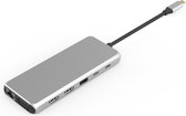 NÖRDIC DOCK-128 Dockingstation USB-C naar HDMI 4K 60Hz - VGA - USB-A - RJ45 - Spacegray