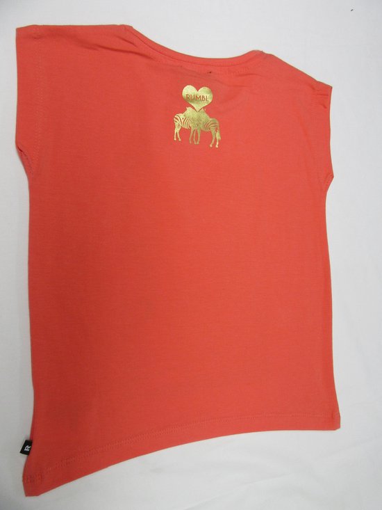 rumbl, meisje, t-shirt korte mouw , donker rose  , met tekst , 104 / 110 - Rumbl