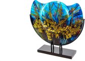 Sampaguita vaas Aqua halfrond in metalen standaard - decoratieve vaas - glazen vaas - vase - mond geblazen glas - handgemaakt glas - glaswerk - glas - kunst