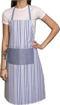 De La Mur Line keukenschort  BLR - apron barbeque schort - kook kado vader en moeder -  blauw wit gestreept - bbq schort
