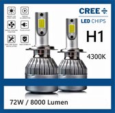 H1 LED lampen (set 2 stuks) CANbus Geschikt  4300k Naturel Wit 8000LM IP68 72 Watt , Vintic , Motor / Auto / Scooter / Dimlicht / Grootlicht / Koplampen / Auto / Autolamp / Autolam