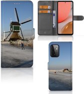 Smartphone Hoesje Geschikt voor Samsung Galaxy A72 Boekhoesje Tekst Schaatsers
