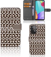 Portefeuille Livre Samsung Galaxy A52 | A52S | A52 5G Enterprise Editie Coque Téléphone Brown Aztèque