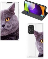 Flipcover Geschikt voor Samsung Galaxy A52 Telefoonhoesje Kat