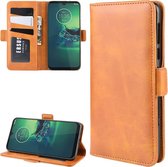 Voor Motorola Moto G8 Plus Dual-side magnetische gesp horizontale flip lederen tas met houder & kaartsleuven & portemonnee (geel)