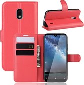 Litchi Texture Horizontal Flip Leren Case voor Nokia 2.2, met portemonnee, houder en kaartsleuven (rood)