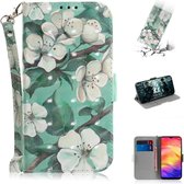 3D gekleurde tekening horizontale flip lederen tas met houder & kaartsleuven & portemonnee voor Huawei P30 (aquarel bloem)
