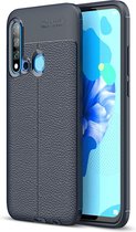Litchi Texture TPU schokbestendig hoesje voor Huawei Nova5i / P20 Lite 2019 (marineblauw)