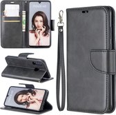 Retro lamsvacht textuur pure kleur horizontale flip pu lederen case voor Huawei P30 Lite & Nove 4e, met houder & kaartsleuven & portemonnee & lanyard (zwart)