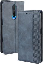 Voor xiaomi redmi k30 / poco x2 magnetische gesp retro gek paard textuur horizontale flip lederen case, met houder & kaartsleuven & fotolijst (blauw)