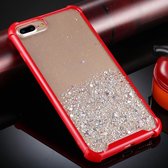 Voor iPhone 8 Plus / 7 Plus vierhoekige schokbestendige glitterpoeder acryl + TPU beschermhoes (rood)