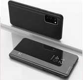 Voor Huawei Honor V30 Pro vergulde spiegel horizontaal flip leer met standaard mobiele telefoon holster (zwart)