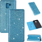 Voor Samsung Galaxy J6 (2018) / A8 (2018) Ultradunne Glitter Magnetische Horizontale Flip Leren Case met Houder & Kaartsleuven (Hemelsblauw)