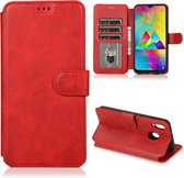 Voor Samsung Galaxy M20 Kalfsstructuur Magnetische Gesp Horizontale Flip Leren Case met Houder & Kaartsleuven & Portemonnee & Fotolijst (Rood)