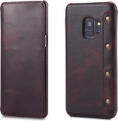 Voor Galaxy S9 Denior Oil Wax koeienhuid eenvoudige horizontale flip lederen tas met kaartsleuven en portemonnee (donkerrood)