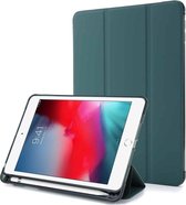 Voor iPad Mini 4 Airbag Horizontale Flip Leather Case met drievoudige houder (donkergroen)