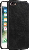 Voor iPhone 7/8 Crazy Horse Textured kalfsleer PU + PC + TPU Case (zwart)
