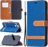 Voor iPhone 12 Pro / Max Kleuraanpassing Denim Textuur Horizontale Flip Leren Case met Houder & Kaartsleuven & Portemonnee & Lanyard (Koningsblauw)