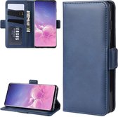 Wallet Stand lederen mobiele telefoonhoes voor Galaxy S10, met portemonnee en houder en kaartsleuven (donkerblauw)