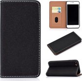 Voor iPhone SE 2020/8/7 effen kleur mat magnetische horizontale flip lederen tas met kaartsleuven en houder (zwart)
