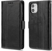 Voor iPhone 11 Retro Texture Contrast Kleur Splicing Horizontaal Flip TPU + PU lederen tas met kaartsleuven & houder & portemonnee (zwart)
