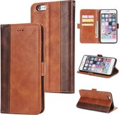 Voor iPhone 6s Plus & 6 Plus Retro Texture Contrast Color Splicing Horizontaal Flip TPU + PU lederen tas met kaartsleuven & houder & portemonnee (bruin)