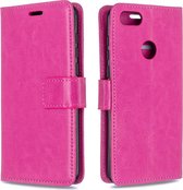 Voor Moto E6 Speel Crazy Horse Texture Horizontaal Flip Leren Case met Houder & Kaartsleuven & Portemonnee & Fotolijst (Rose)