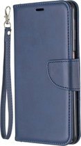 Retro lamsvacht textuur pure kleur horizontale flip pu lederen case voor Galaxy Note9, met houder & kaartsleuven & portemonnee & lanyard (blauw)