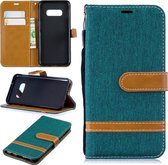 Kleurafstemming Denim Texture Leather Case voor Galaxy S10e, met houder & kaartsleuven & portemonnee & lanyard (groen)