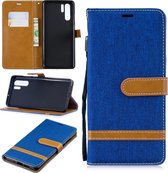 Kleurafstemming Denim Texture Leather Case voor Huawei P30 Pro, met houder & kaartsleuven & portemonnee & lanyard (koningsblauw)