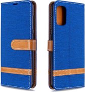 Voor Galaxy A41 Kleuraanpassing Denim Texture Horizontaal Flip Leren Case met Houder & Kaartsleuven & Portemonnee & Lanyard (Royal Blue)