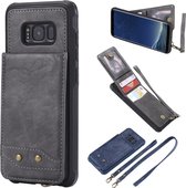 Voor Galaxy S8 Verticaal Flip Schokbestendig Leren Beschermhoes met Lang Touw, Kaartsleuven & Beugel & Fotohouder & Portemonnee Functie (Grijs)