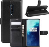 Voor OnePlus 7T Pro Litchi Texture Horizontale Flip Leren Case met Portemonnee & Houder & Kaartsleuven (Zwart)