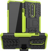 Voor OnePlus 8 Tire Texture Shockproof TPU + PC beschermhoes met houder (groen)
