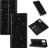 Voor Samsung Galaxy A81 ultradunne glitter magnetische horizontale flip lederen tas met houder en kaartsleuven (zwart)