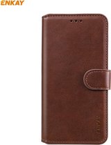 Voor Samsung Galaxy A21 ENKAY Hat-Prince horizontale flip lederen tas met houder & kaartsleuven en portemonnee (bruin)