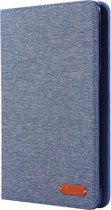 Voor iPad Mini 4/3/2/1 Doek Teature Horizontale Flip PU Leather Case met met houder & kaartsleuven (Deep Blue)