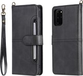 Voor Galaxy S20 Plus Multifunctionele afneembare magnetische horizontale flip lederen tas met kaartsleuven en houder en portemonnee (zwart)