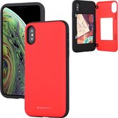 Voor iPhone XS Max GOOSPERY MAGNETISCHE DEURBUMPER Magnetische vangst Schokbestendig Soft TPU + PC-hoesje met kaartsleuf (rood)