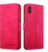 Voor iPhone XS Max Diaobaolee Pure Fresh Texture Horizontaal Flip Leren Case, met Houder & Kaartsleuf & Portemonnee & Fotolijst (Rood)