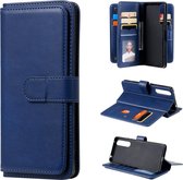 Voor Sony Xpeira 1 II Multifunctionele Magnetische Koperen Gesp Horizontale Flip Effen Kleur Leren Case met 10 Kaartsleuven & Portemonnee & Houder & Fotolijst (Marineblauw)