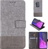 Voor Motorola Moto One Pro MUMXA MX102 Horizontale Flip Canvas Stiksels Leren Case met Houder & Kaartsleuven & Portemonnee (Grijs)