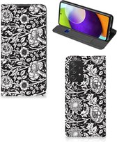Beschermhoes Geschikt voor Samsung Galaxy A52 5G Enterprise Editie | A52 4G Smart Cover Zwart Bloemen