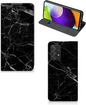 Wallet Book Case Vaderdag Cadeau Geschikt voor Samsung Galaxy A52 Telefoonhoesje Marmer Zwart