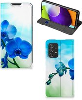 Stand Case met foto Samsung Galaxy A52 Telefoonhoesje Orchidee Blauw