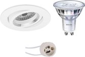 PHILIPS - LED Spot Set - SceneSwitch 827 36D - Prima Aerony Pro - GU10 Fitting - Dimbaar - Inbouw Rond - Mat Wit - 1.5W-5W - Warm Wit 2200K-2700K - Kantelbaar - Ø82mm