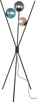 LED Vloerlamp - Iona Lancia - E14 Fitting - 3-lichts - Rond - Mat Zwart - Aluminium