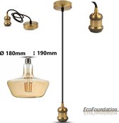 Moderne hanglamp in geelbruin brons inclusief met grote T180 amber LED lamp in extra warm wit = 2200K