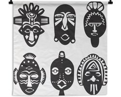 patroon behalve voor onder Wandkleed Afrika illustratie - Een illustratie van Afrikaanse maskers tegen  een witte... | bol.com