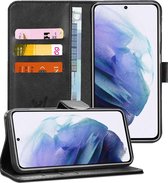 Samsung Galaxy S21 Plus Hoesje - Book Case Leer Wallet Cover Portemonnee Pasjeshouder Hoes Zwart